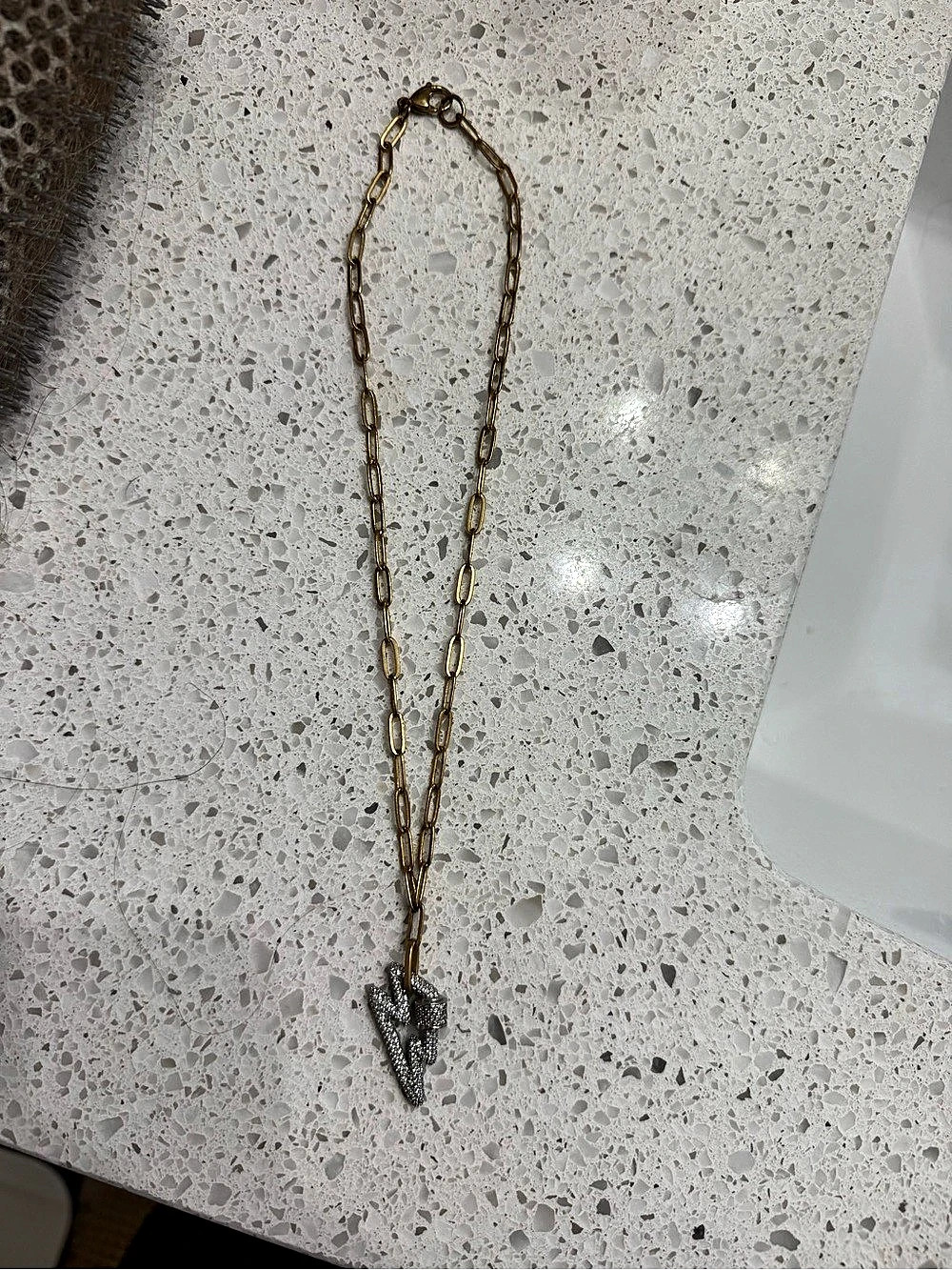 Artizan joyeria Lightning Bolt Necklace Gold & Gray